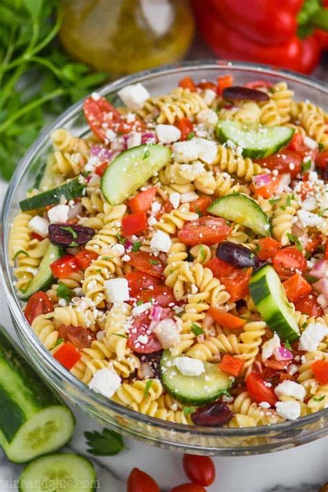 More delicious pasta salad recipes: Greek Pasta Salad - Wine & Glue