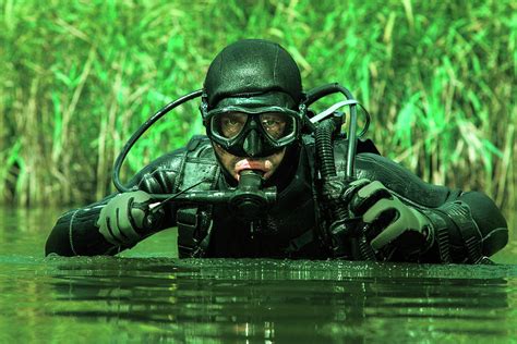 Frogman With Complete Diving Gear Photograph By Oleg Zabielin Fine Art America