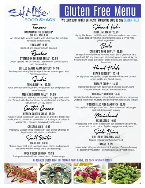 Salt Traders Menu