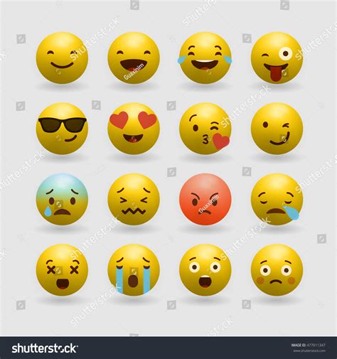Set Emoticons Set Emoji Isolated Vector Stock Vector Royalty Free