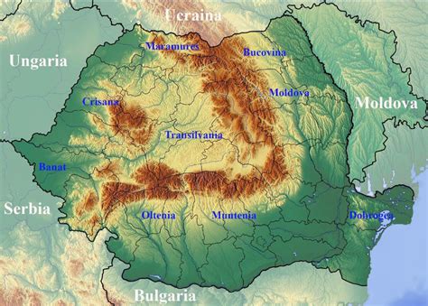 Harta României cu delimitarea regiunilor istorice Download
