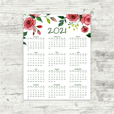 Get 2021 Year At A Glance Calendar Pics Duniatrendnews