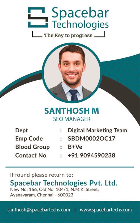 Upload your own photos, resize elements, change color schemes and fonts and make any other changes you see fit. Id card design | Identity card design, Name card design ...