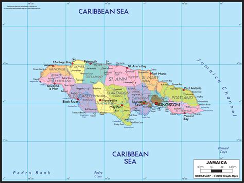 Jamaica Political Wall Map