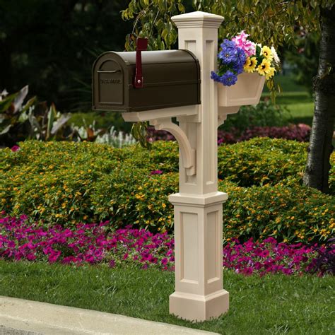 Mayne Westbrook Plus Plastic Mailbox Post Clay 580a00100 The Home Depot
