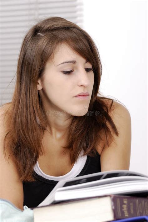 Young Female Student Studying At Her Desk Stock Photo Image Of Study
