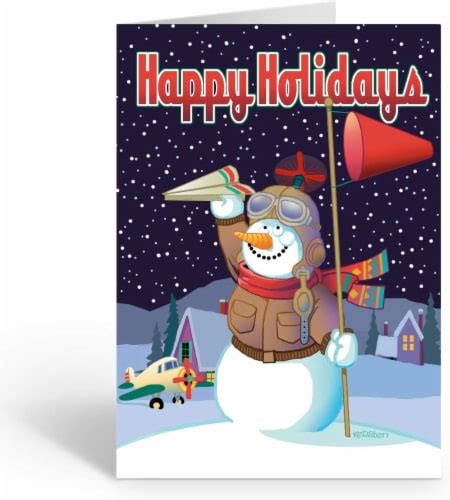 Stonehouse Collection Snowman Airplane Theme Christmas Card Usa Made Standard 1 Set 18