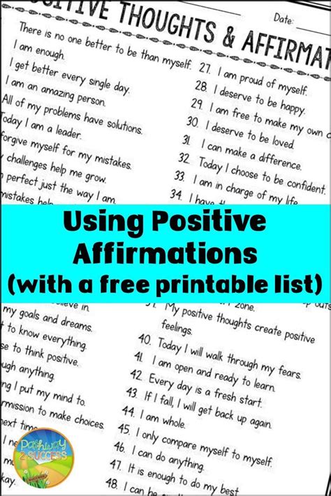 101 Positive Affirmations For Kids Positive Affirmations For Kids