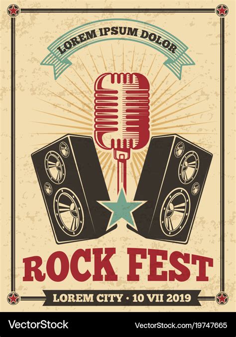 Rock Festival Vintage Poster Rock And Roll Vector Image