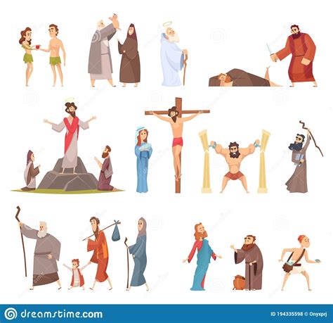 Bible Characters Historical Antique Holy People Vector Illustrations