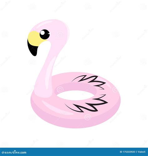 Inflatable Pink Flamingo Toyisolated On White Background Swimming Pool