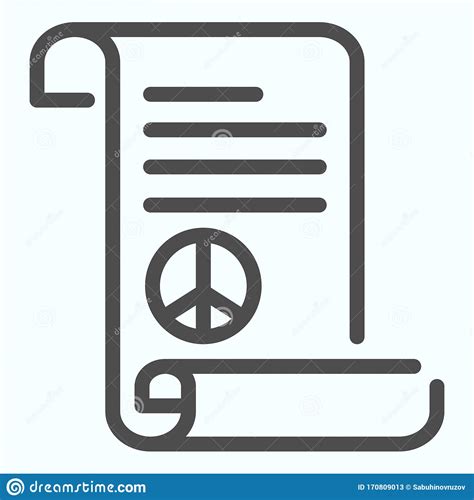 Peace Treaty Line Icon Document With Peace Symbol Vector Illustration