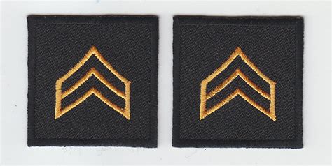 Sergeant Sgt Dark Gold On Black 15 Large Sew On Collar Patches
