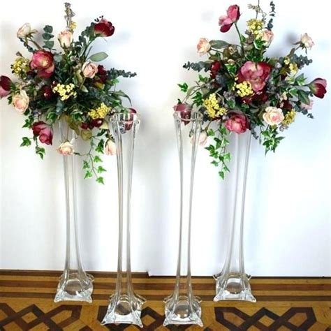 12 Pack 16 Clear Eiffel Tower Glass Flower Vase Tall Wedding