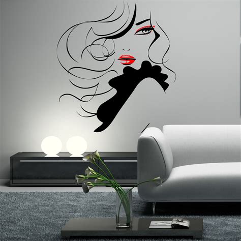 Wall Sticker Decal Pin Up Girl Women Modern Hair Salon Mural Transfer