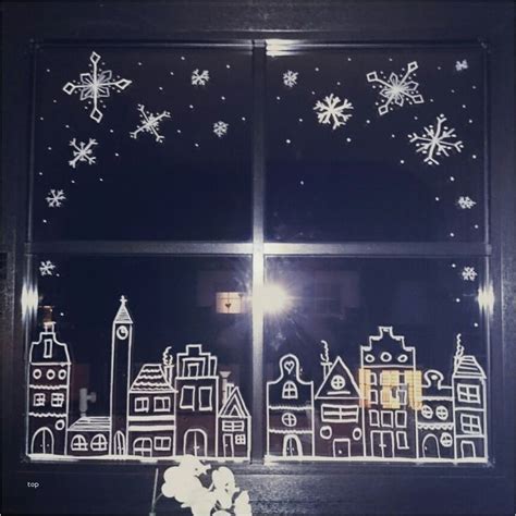 Fensterbilder kreidestift zum ausdrucken : Weihnachtsdorf Basteln Fenster