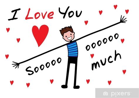Wall Mural I Love You I Love You So Much Editable Vector Illustration