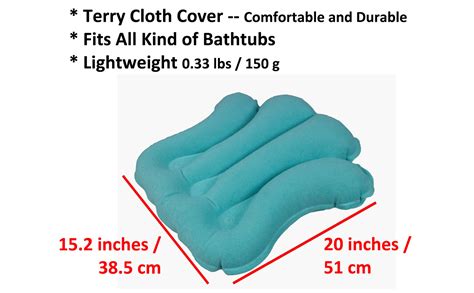 buy obbomed hb 1200n luxury inflatable terry cloth shell spa neck support bath pillow with 4