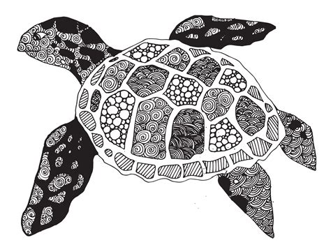 Zentangle Designed Turtle Zentangle Art Turtle Zentangle Designs
