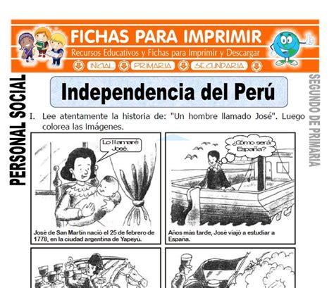 Independencia Del Perú Para Segundo De Primaria Fichas Para Imprimir