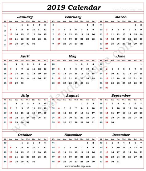 Just click on the button below to start your download. Calendar 2019 With Week Numbers - Blank Calendar 2019 ...