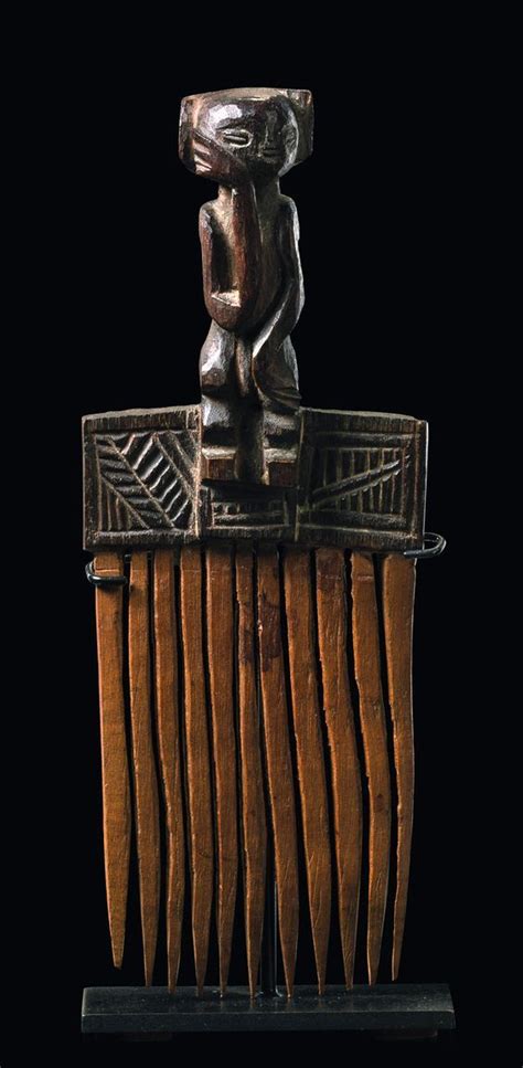 Africa Comb From The Chokwe People Of Dr Congo Wood H 22 Cm Arte