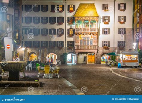 Innsbruck Austria July 26 2016 Night View Of The Famous Goldenes