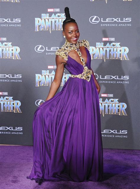 Lupita Nyong O Wears Versace Gown Inspired By Black Panther Character To The Film’s Premiere