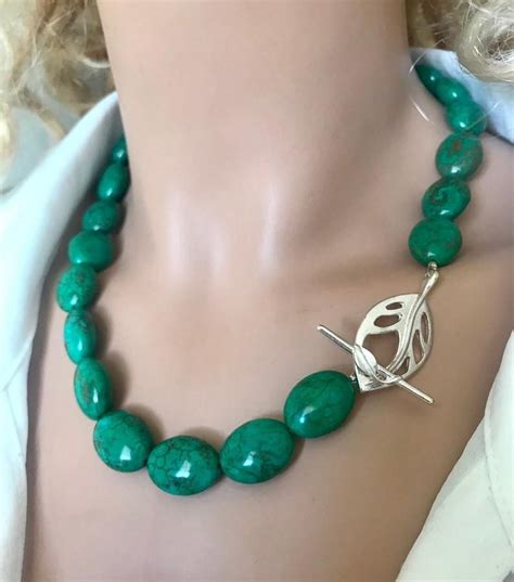 Green Turquoise Necklace Chunky Turquoise Necklace Turquoise Etsy