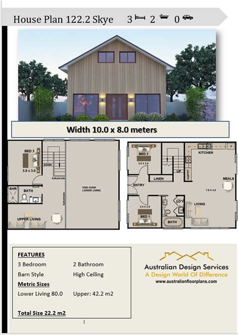 Barn Style 3 Bed Room House Plan
