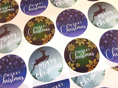 Pack Of Merry Happy Christmas Round Stickers Colourful Envelope Seals Labels For Cards