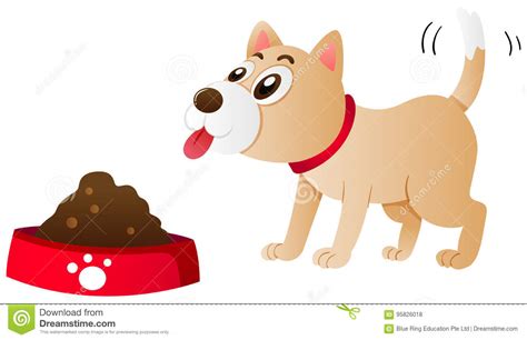 Dog Eating Food From The Bowl Stock Vector Illustration Of Clipping