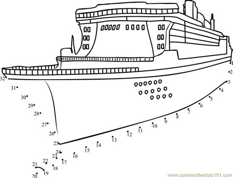 Passenger Ship Dot To Dot Printable Worksheet Connect The Dots