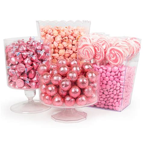 Pink Candy Buffet Includes Hersheys Kisses Candy Coated Popcorn