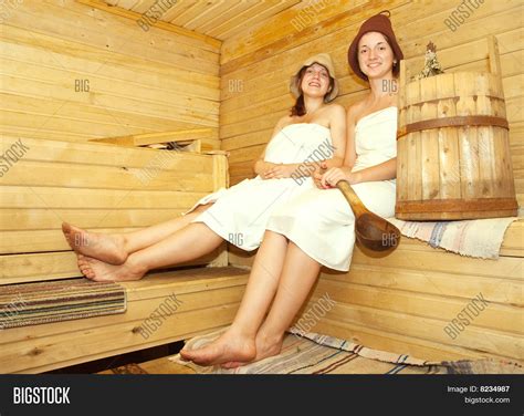 Girls On Bench Sauna Image And Photo Free Trial Bigstock
