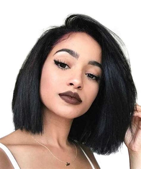 Density Full Lace Human Hair Wigs Straight Short Bob Wigs For