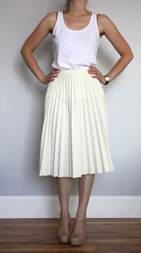 Vintage Cream Pleated Skirt Etsy Pleated Skirt Skirts Pleated