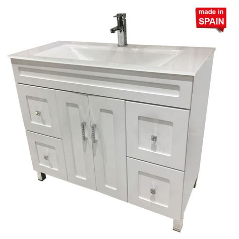 This vanity is shown in 19.8 inch. 40 Inch ATLAS Bathroom Vanity SOCIMOBEL Color White Metallic