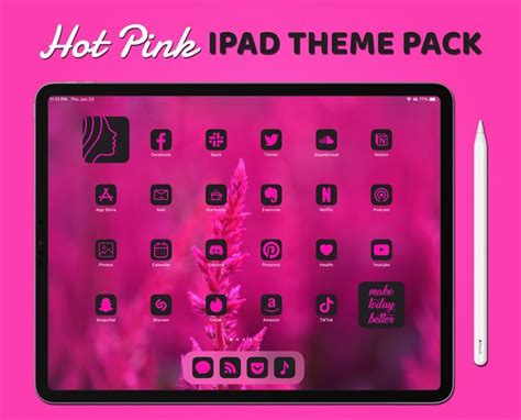 Hot Pink Ipad Theme Pack Aesthetic App Icons Ios 15 Ipad Widgets