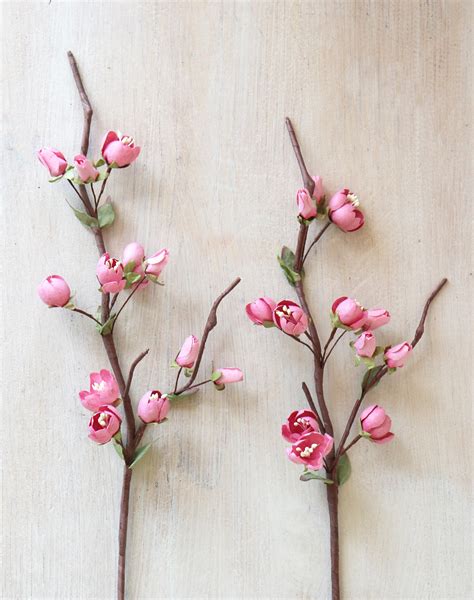Pink Paper Cherry Blossom Stem Handmade Paper Flower