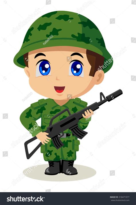 Cute Cartoon Illustration Of A Soldier Royalty Free Stock Vector