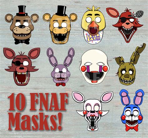 Five Nights At Freddys 10 Masks Prop Set And 4 Bonus Etsy Israel