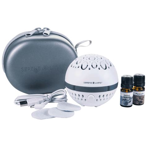 Meh Serene Living Portable Aromatherapy Diffuser With Essential Oils And Travel Case