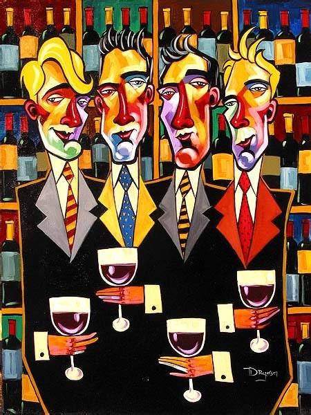 Gentlemens Club Artist Tim Rogerson Original Oil Cubism Art