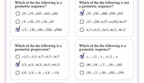 geometric sequences worksheets answer key