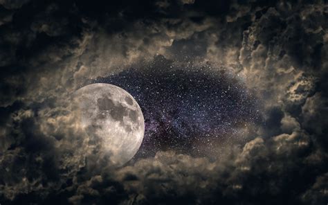 Download Imagens Lua Céu Estrelado 4k Noite Nuvens Céu Da Noite