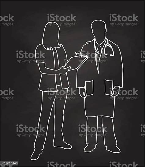 chalk nurse and doctor stock illustration download image now doctor outline nurse istock