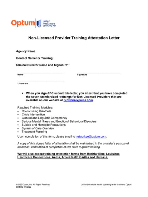 Fillable Online La Provider Training Attestation Letter La Provider