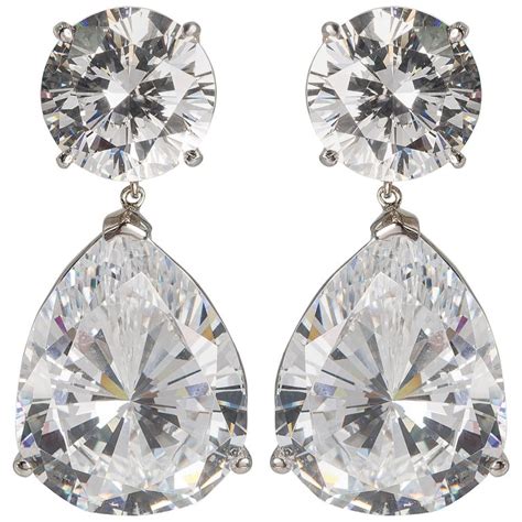 Magnificent Costume Jewelry Large Cubic Zirconia Faux Diamond Earrings