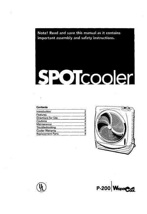 Wisper Cool Spotcooler P 200 User Manual Pdf Download Manualslib